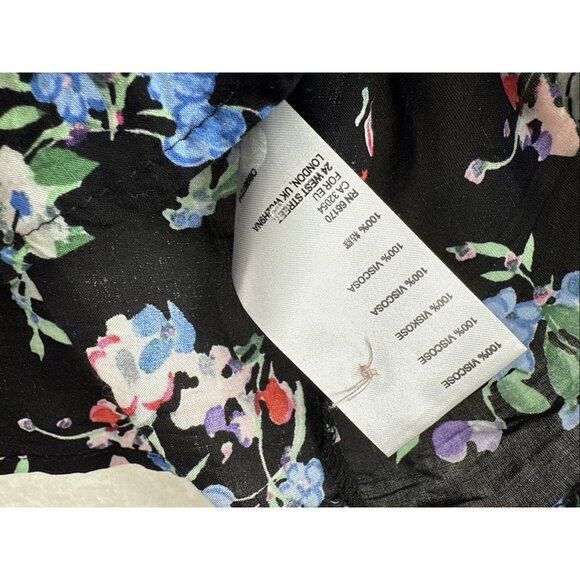 Anthropologie Maeve Aveiro Women's Black Floral Flutter Sleeve Top Size Large - Picture 4 of 10